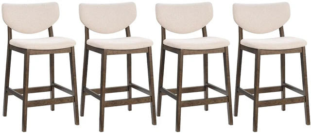 Main image of 26 Inch Kitchen Counter Height Barstools Set of 4, Walnut & Beige