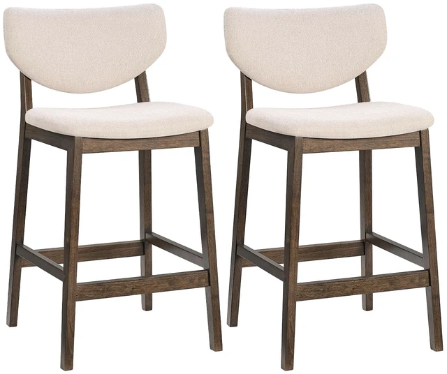 Main image of 26 Inch Kitchen Counter Height Barstools Set of 2, Walnut & Beige