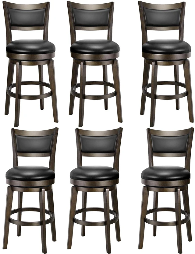 Main image of Swivel Bar Stools Set of 6, 24 Inch Counter Height Barstools