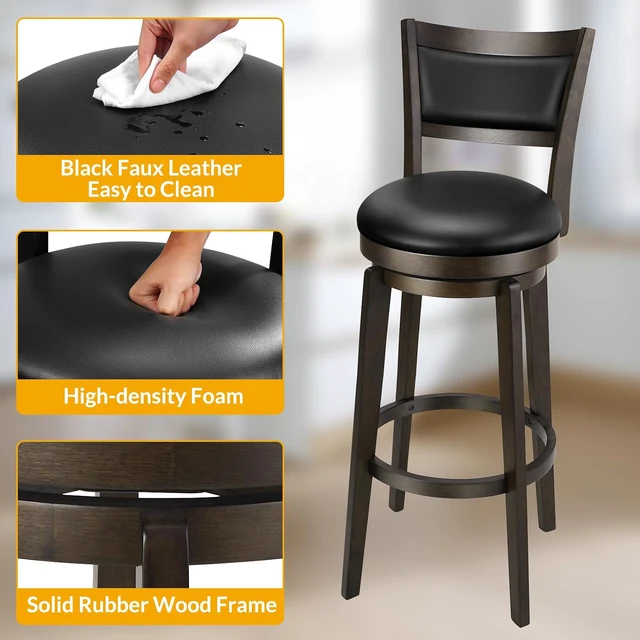 Alt view image 6 of 7 - Swivel Bar Stools Set of 8, 34 Inch Extra Tall Bar Height