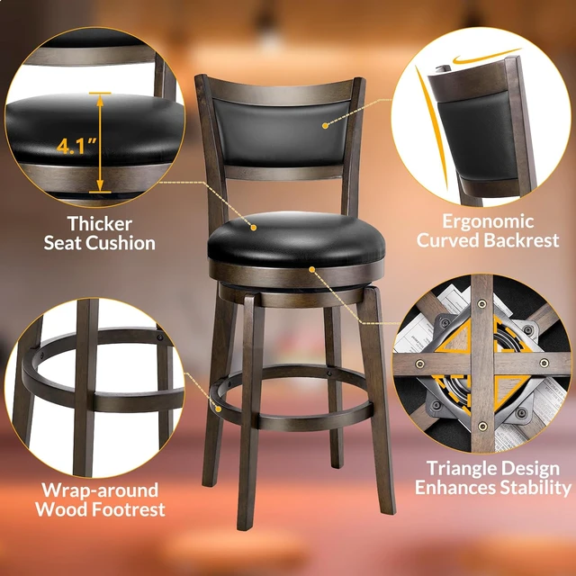 Alt view image 5 of 7 - Swivel Bar Stools Set of 2, 24 Inch Counter Height Barstools