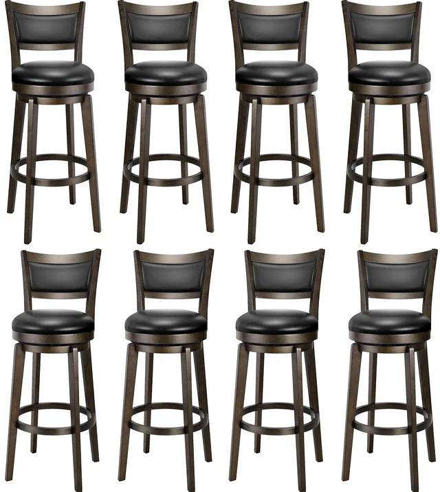Main image of Swivel Bar Stools Set of 8, 32 Inch Tall Bar Height Barstools