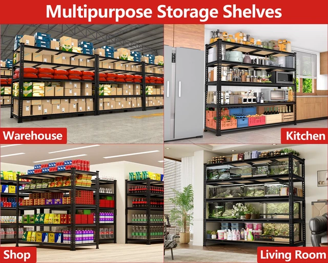 Alt view image 7 of 7 - 60" W X 24" D X 72" H Heavy Duty Garage Storage Shelves, 3000 LBS