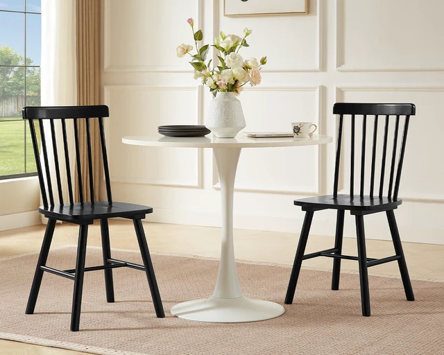Main image of Windsor Dining Chairs Set of 2 with Spindle Back, Black