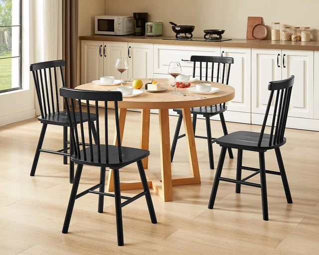 Alt view image 3 of 7 - Windsor Dining Chairs Set of 8 with Spindle Back, Black