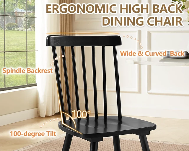 Alt view image 4 of 7 - Windsor Dining Chairs Set of 8 with Spindle Back, Black