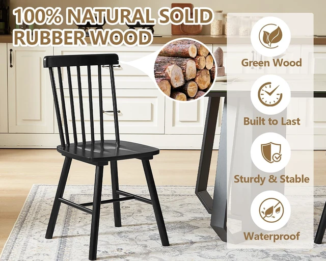Alt view image 5 of 7 - Windsor Dining Chairs Set of 8 with Spindle Back, Black
