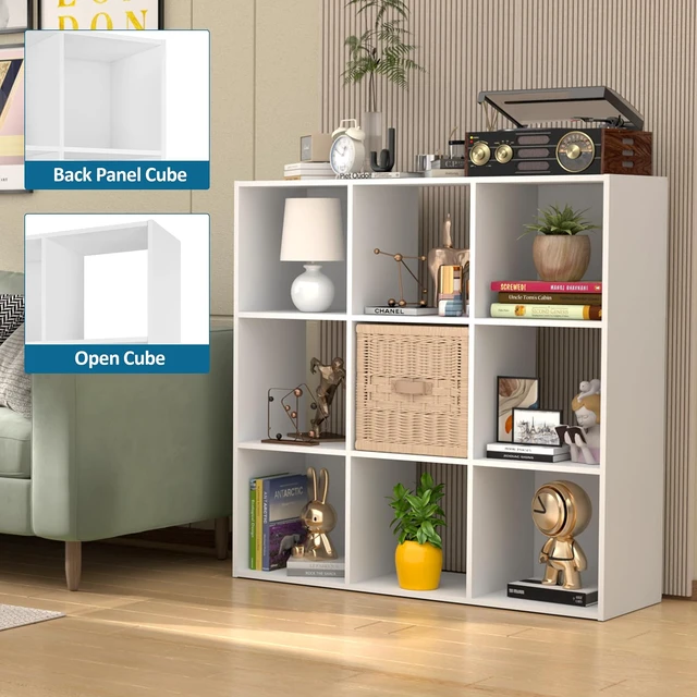 Alt view image 4 of 7 - 9 Cube Storage Organizer, Stackable Wood Cubby Bookshelf, White