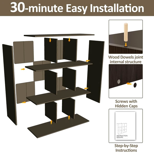 Alt view image 5 of 7 - 9 Cube Storage Organizer, Stackable Wood Cubby Bookshelf Espresso