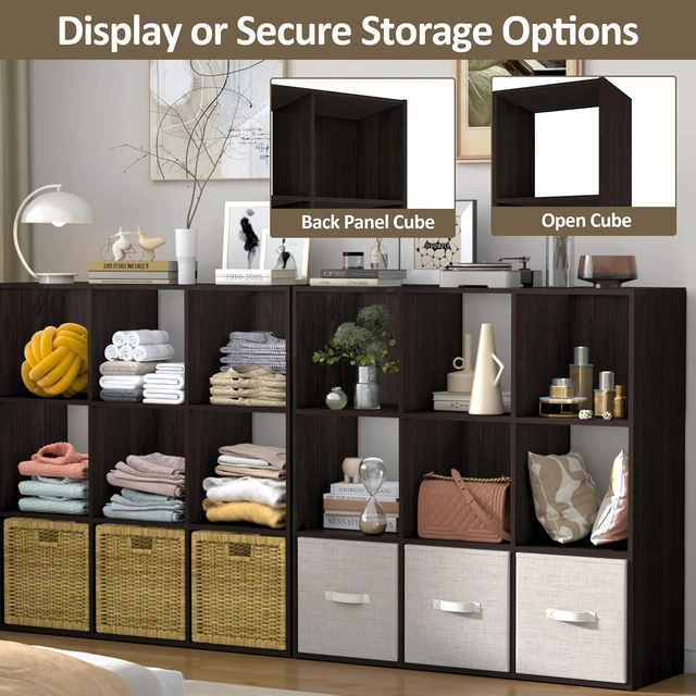 Alt view image 7 of 7 - 9 Cube Storage Organizer, Stackable Wood Cubby Bookshelf Espresso