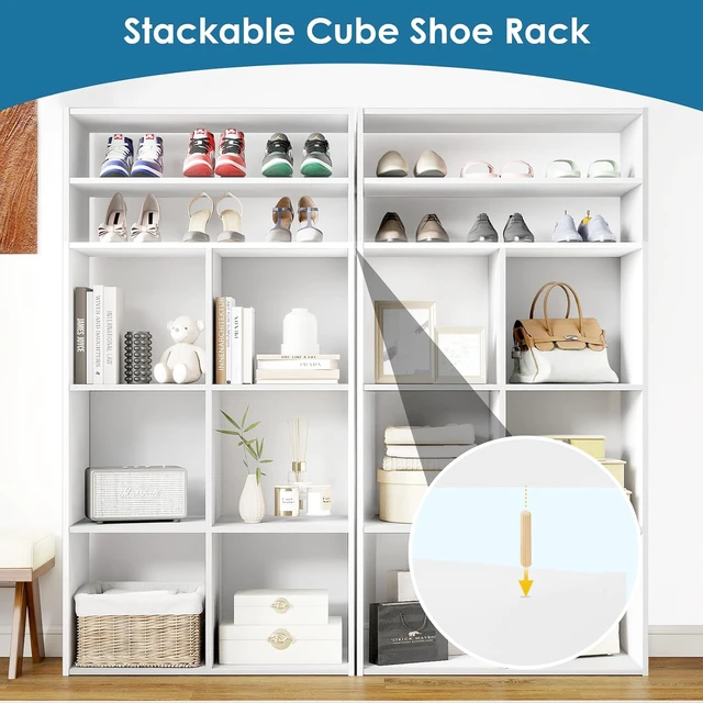 Alt view image 3 of 7 - Stackable 6 Cube Storage Organizer with 2-Tier Shelves