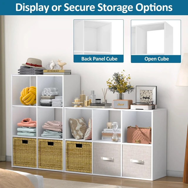 Alt view image 6 of 7 - 6 Cube Storage Organizer, Stackable Wood Cubby Bookshelf, White