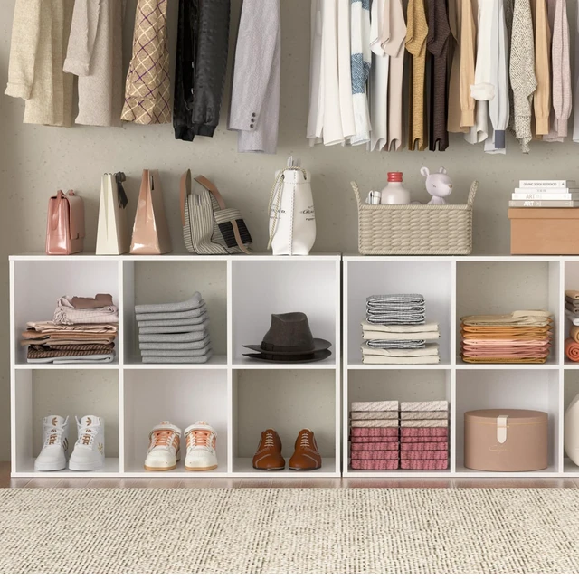 Alt view image 2 of 7 - 6 Cube Storage Organizer, Stackable Wood Cubby Bookshelf, White