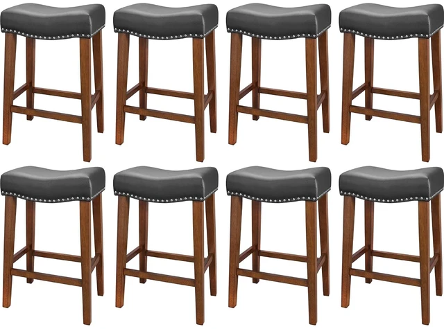 Main image of 26 Inch Counter Height Saddle Bar Stools Set of 8, Black
