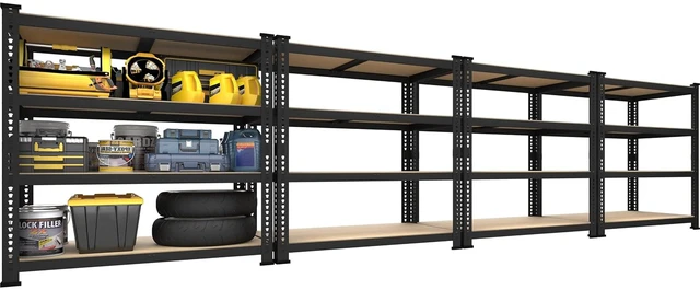 Main image of 40"W x 20"D x 59"H Garage Shelving, 4-Tier Storage Shelves, Black