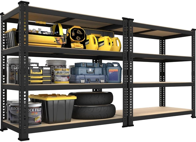 Main image of 40"W x 20"D x 59"H Garage Shelving, 4-Tier Storage Shelves, Black