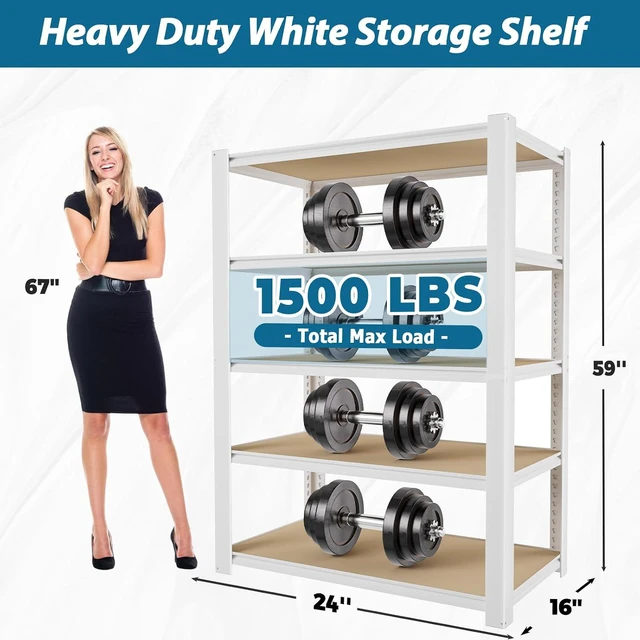 Alt view image 3 of 7 - 24"W x 16"D x 59"H Closet Storage Shelves, 5-Tier Metal Shelving