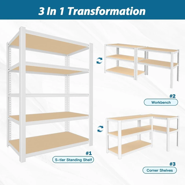 Alt view image 6 of 7 - 24"W x 16"D x 59"H Closet Storage Shelves, 5-Tier Metal Shelving