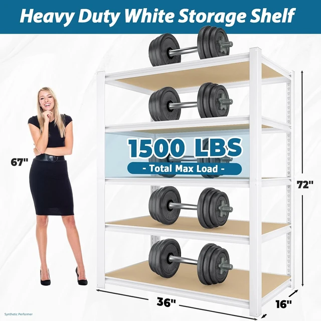Alt view image 2 of 7 - 36"W x 16"D x 72"H Closet Storage Shelves, 5-Tier Metal Shelving