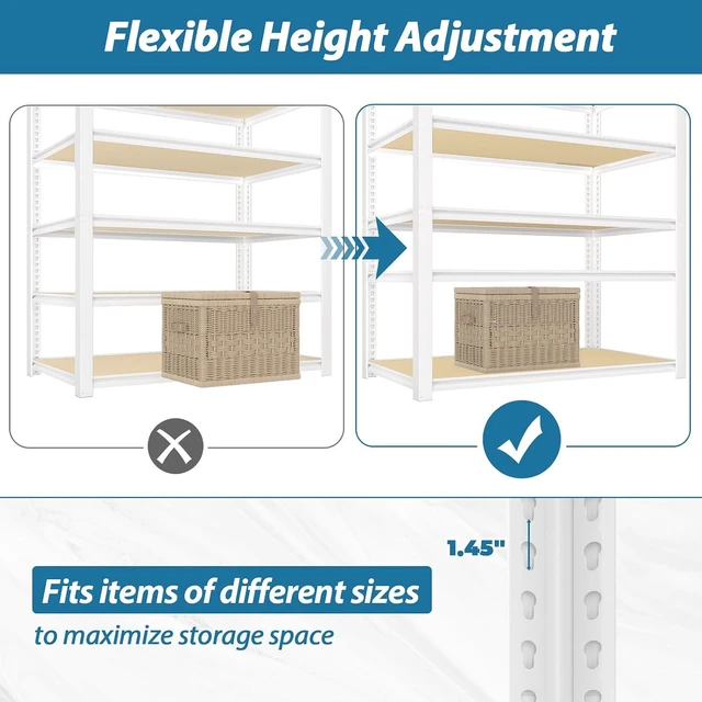 Alt view image 4 of 7 - 36"W x 16"D x 72"H Closet Storage Shelves, 5-Tier Metal Shelving
