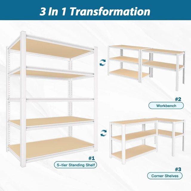 Alt view image 5 of 7 - 36"W x 16"D x 72"H Closet Storage Shelves, 5-Tier Metal Shelving