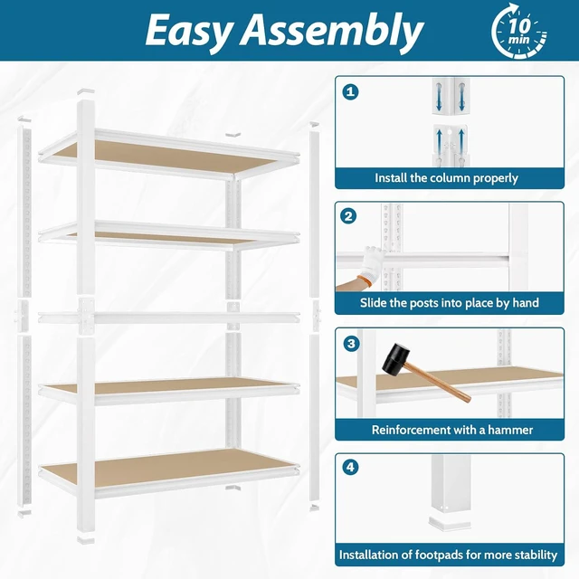 Alt view image 7 of 7 - 36"W x 16"D x 72"H Closet Storage Shelves, 5-Tier Metal Shelving