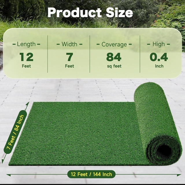 Alt view image 2 of 7 - 7 FT x 12 FT Artificial Grass Turf 6 PCS, 0.4" Pile Height