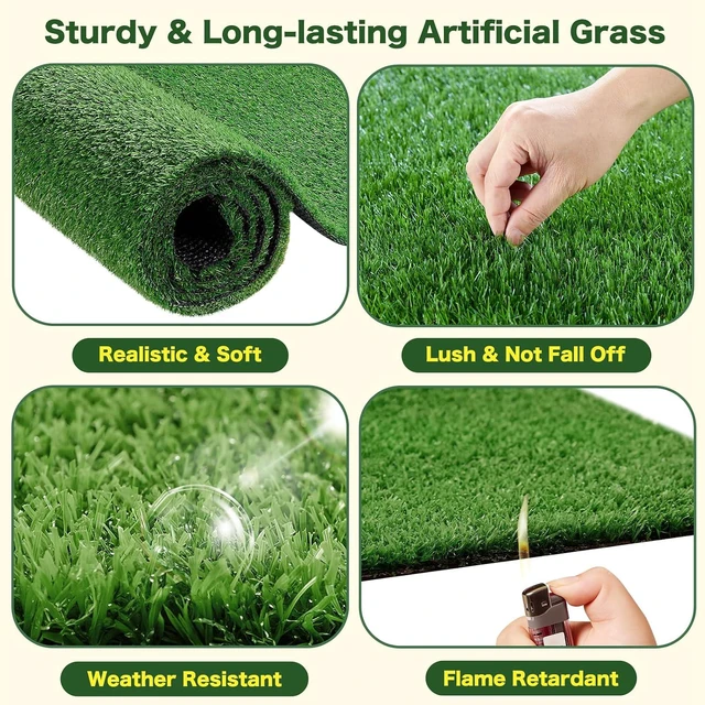 Alt view image 5 of 7 - 7 FT x 20 FT Artificial Grass Turf 2 PCS, 0.4" Pile Height