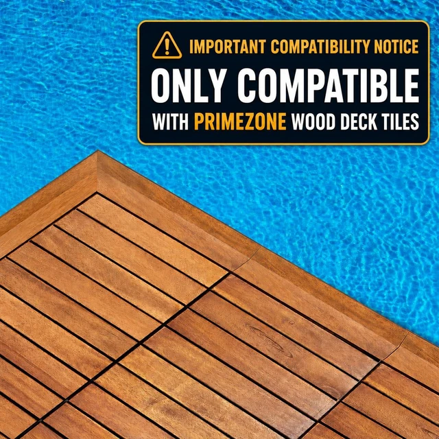 Alt view image 2 of 7 - Solid Acacia Wood Edge Trim Set for Interlocking Deck Tiles