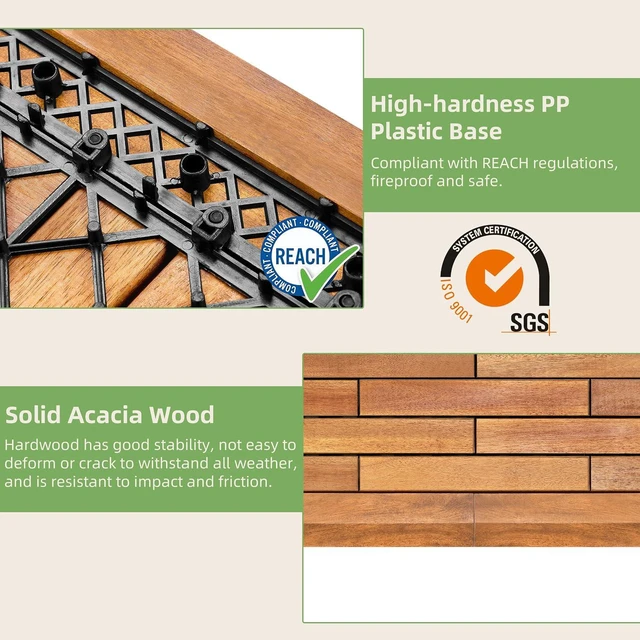Alt view image 5 of 7 - Solid Acacia Wood Edge Trim Set for Interlocking Deck Tiles