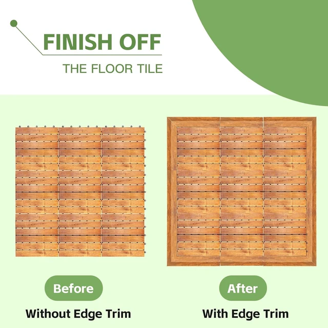Alt view image 7 of 7 - Solid Acacia Wood Edge Trim Set for Interlocking Deck Tiles