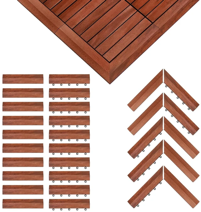 Main image of Solid Acacia Wood Edge Trim Set for Interlocking Deck Tiles