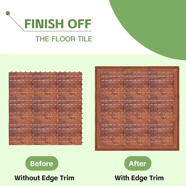 Alt view image 7 of 7 - Solid Acacia Wood Edge Trim Set for Interlocking Deck Tiles