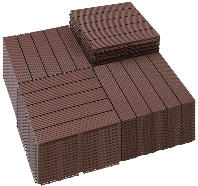 Main image of 54 PCS Plastic Interlocking Patio Deck Tiles Outdoor All Weather