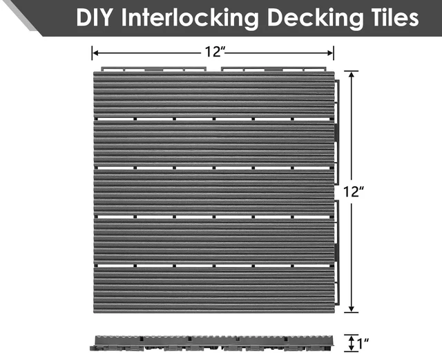 Alt view image 2 of 7 - 216 PCS Plastic Interlocking Patio Deck Tiles Outdoor All Weather