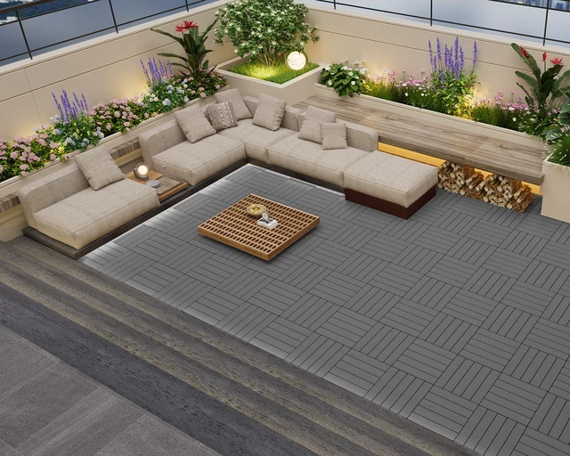 Alt view image 5 of 7 - 216 PCS Plastic Interlocking Patio Deck Tiles Outdoor All Weather