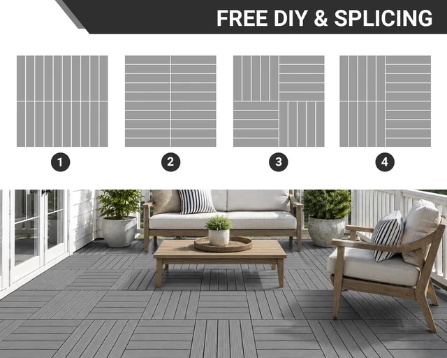 Alt view image 6 of 7 - 216 PCS Plastic Interlocking Patio Deck Tiles Outdoor All Weather