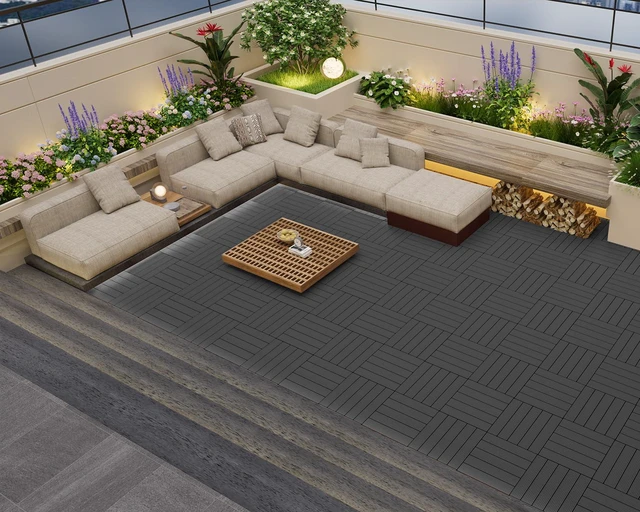 Alt view image 5 of 7 - 108 PCS Plastic Interlocking Patio Deck Tiles Outdoor All Weather