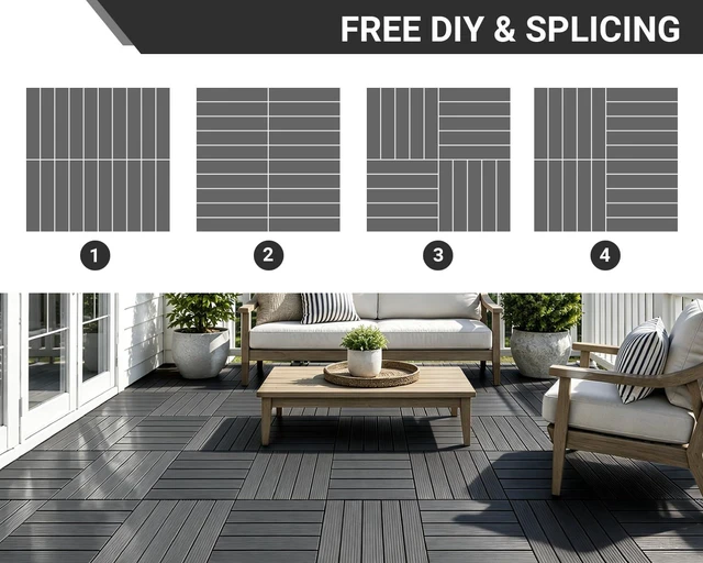 Alt view image 6 of 7 - 108 PCS Plastic Interlocking Patio Deck Tiles Outdoor All Weather
