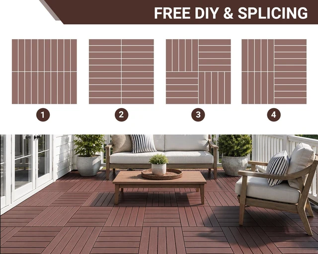 Alt view image 6 of 7 - 108 PCS Plastic Interlocking Patio Deck Tiles Outdoor All Weather