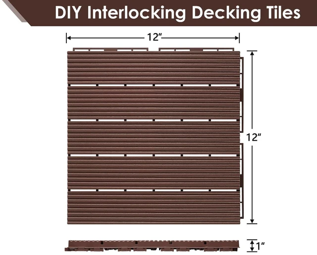 Alt view image 2 of 7 - 108 PCS Plastic Interlocking Patio Deck Tiles Outdoor All Weather