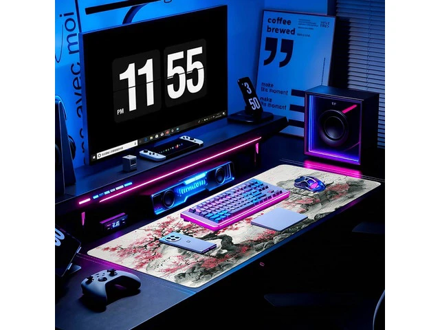 Alt view image 6 of 6 - Gaming Mouse Pad, Desk Mat for Keyboard and Mouse, Large Mouse Pad for Desk, Computer Mousepad