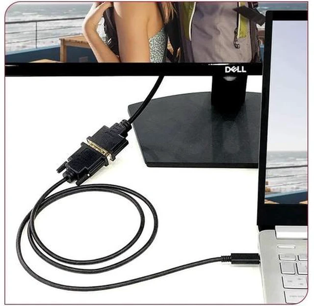 Alt view image 6 of 7 - USB C to DVI Cable 4K@30Hz Thunderbolt to DVI (24+1) Male to Male Cable 6FT USB Type-C to DVI Adapter Support 2017-2020 MacBook Pro, Surface Book 2, Dell XPS 13, Galaxy S10