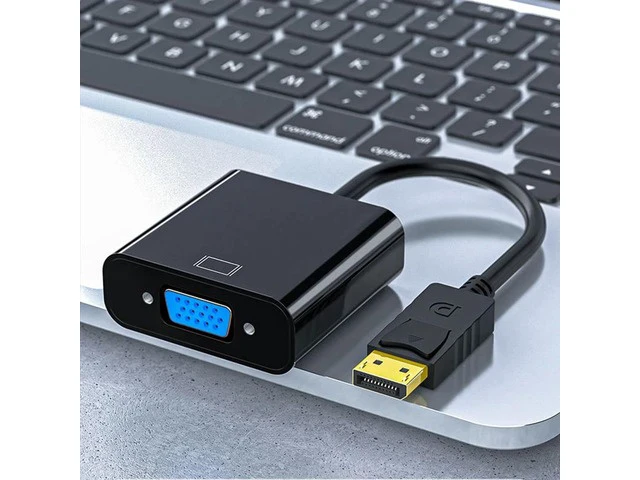 Alt view image 2 of 6 - DisplayPort Display Port DP to VGA Adapter DP to VGA Cable 1080P Male to Female Converter for PC Laptop HDTV Monitor Projector(Black)