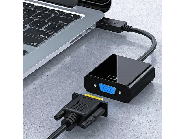 Alt view image 3 of 6 - DisplayPort Display Port DP to VGA Adapter DP to VGA Cable 1080P Male to Female Converter for PC Laptop HDTV Monitor Projector(Black)