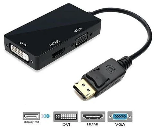 Main image of (DP to 3 in 1)Displayport Male to DVI HDMI VGA Audio Female Adapter DP to HDMI Display Port to VGA Cable Converter For PC Projector TV Monitor