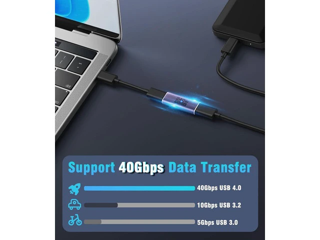 Alt view image 2 of 7 - USB C Female to Female Adapter USB C Coupler Supporting 240W Fast Charging/40Gbps Data Transfer USB Type C Extender with 8K@60Hz Video for MacBook iPad Thunderbolt 4/3-2 Pack