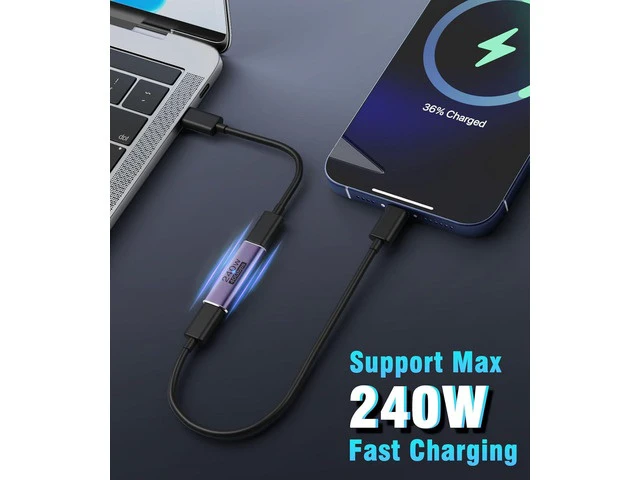 Alt view image 3 of 7 - USB C Female to Female Adapter USB C Coupler Supporting 240W Fast Charging/40Gbps Data Transfer USB Type C Extender with 8K@60Hz Video for MacBook iPad Thunderbolt 4/3-2 Pack
