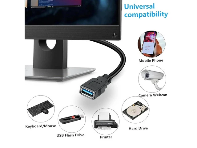 Alt view image 4 of 6 - 2 Pk 15CM USB 3.0 Extension Cable Type A Male to Female High-Speed Connection Extension Cable Convertor Adapter Extender Cord Right Angle 90 Degree for Laptop PC - Black