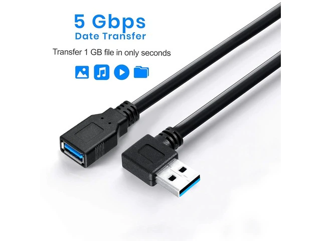 Alt view image 6 of 6 - 2 Pk 15CM USB 3.0 Extension Cable Type A Male to Female High-Speed Connection Extension Cable Convertor Adapter Extender Cord Right Angle 90 Degree for Laptop PC - Black
